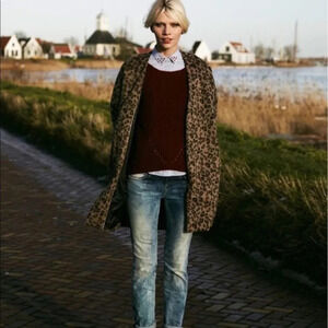 Scotch & Soda | Animal Print Open Front Pea Coat